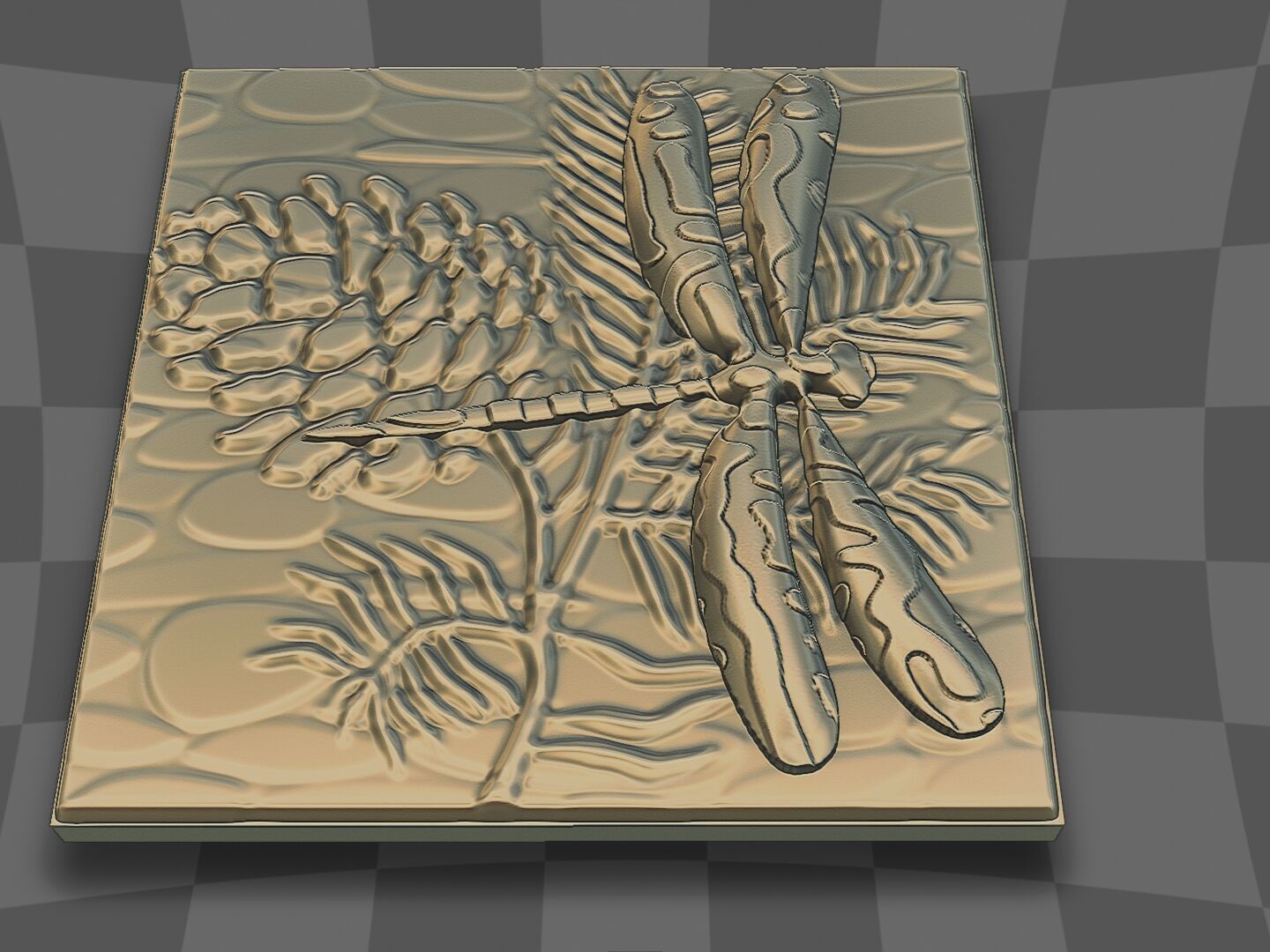 The dragonfly in the pine tree 3D print model_8