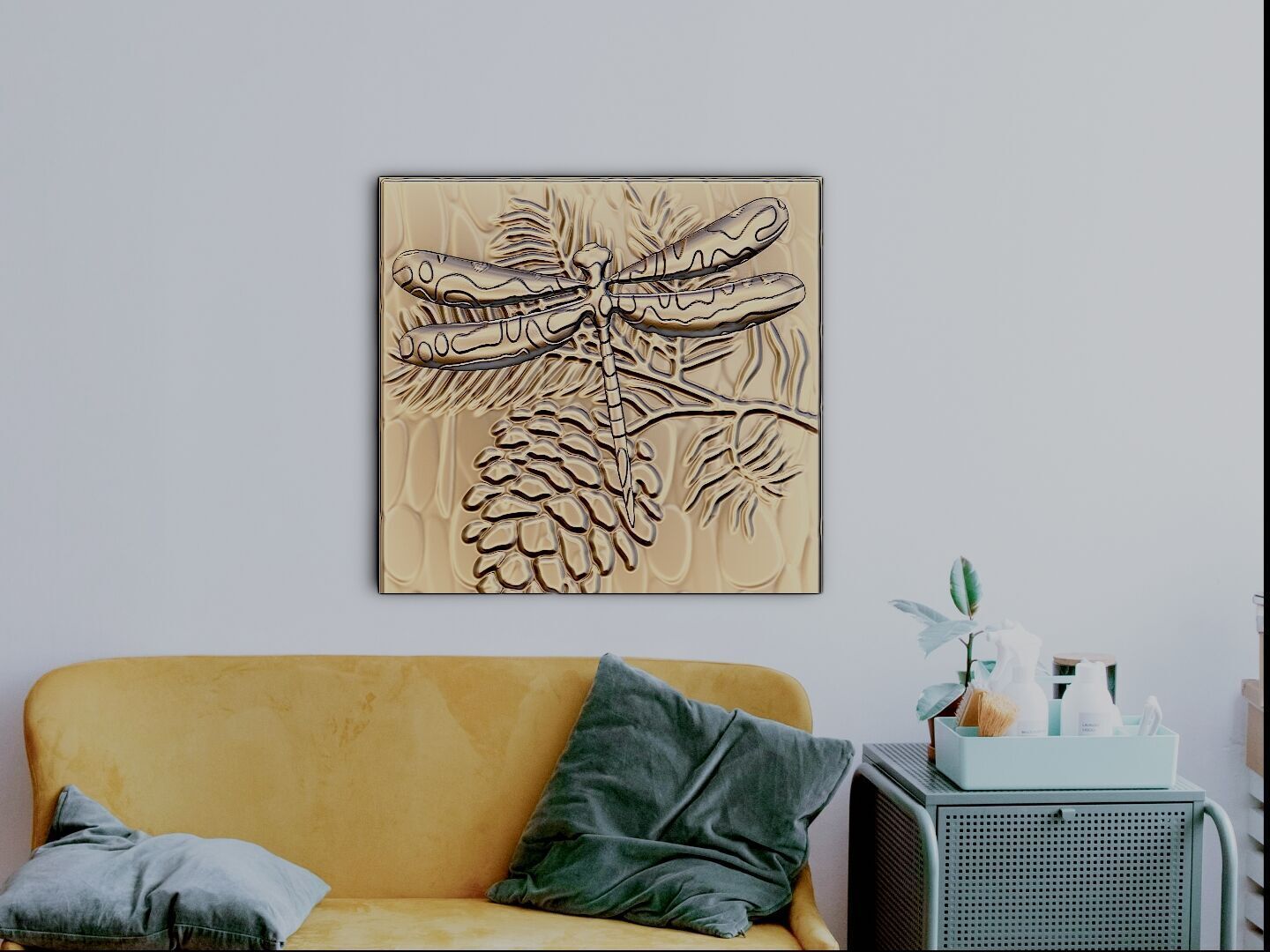 The dragonfly in the pine tree 3D print model_3