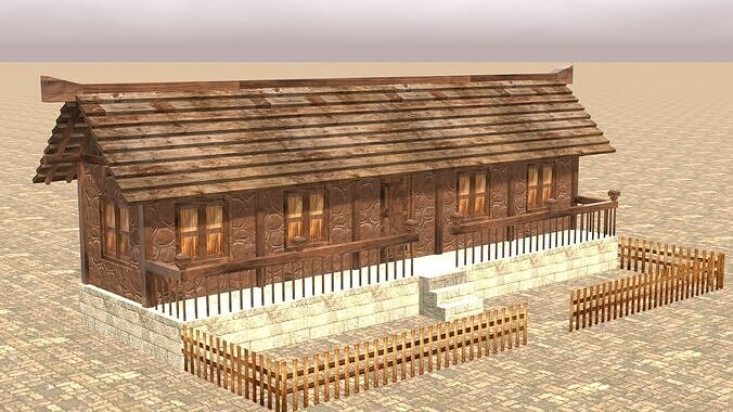 Versatile Low Poly Medieval House Assets for Town Building Low-poly 3D model 5
