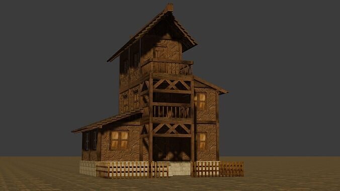 Versatile Low Poly Medieval House Assets for Town Building Low-poly 3D model 3