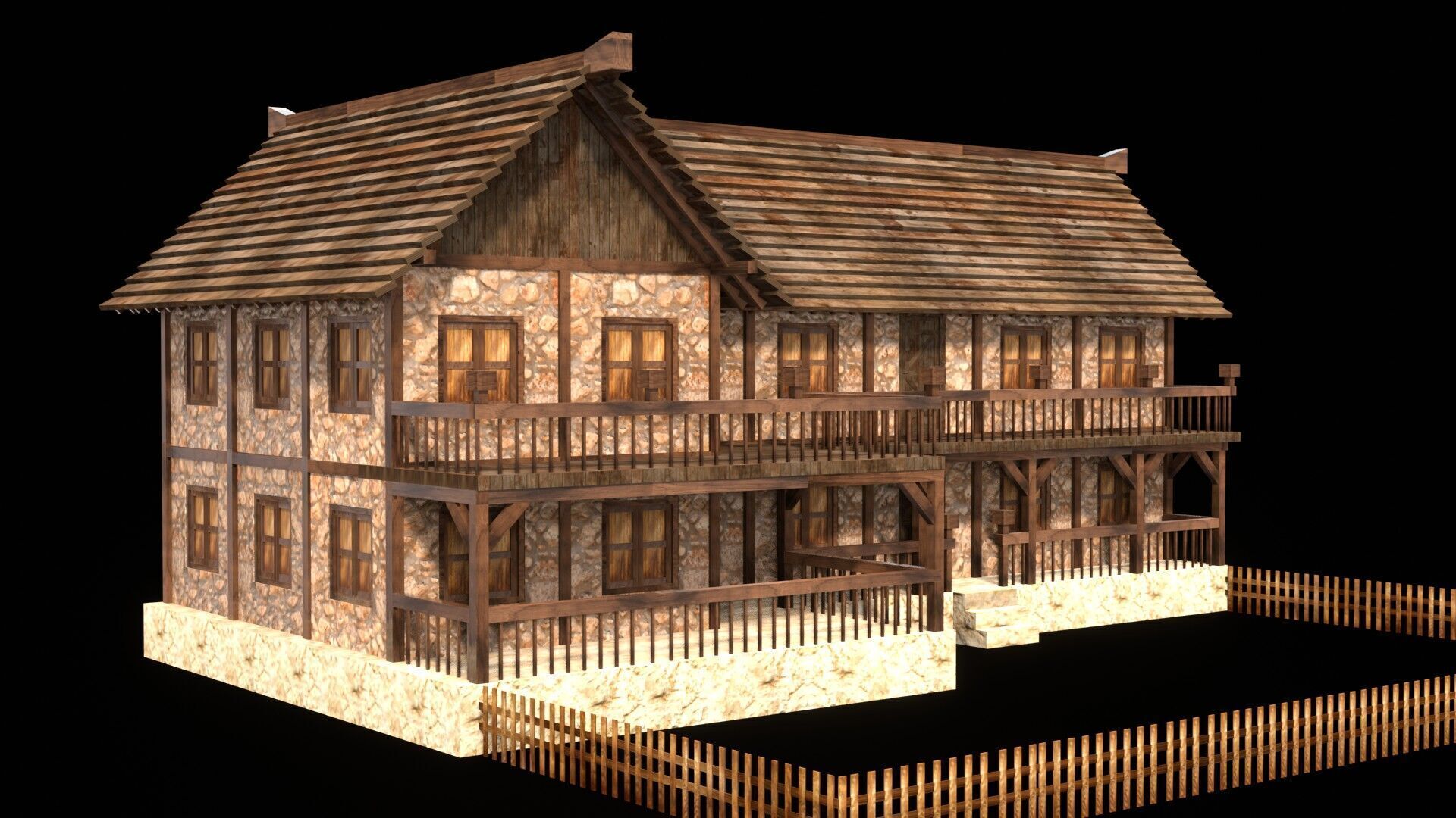 Stylized Low Poly Medieval House Collection for Fantasy Worlds Low-poly 3D model_15