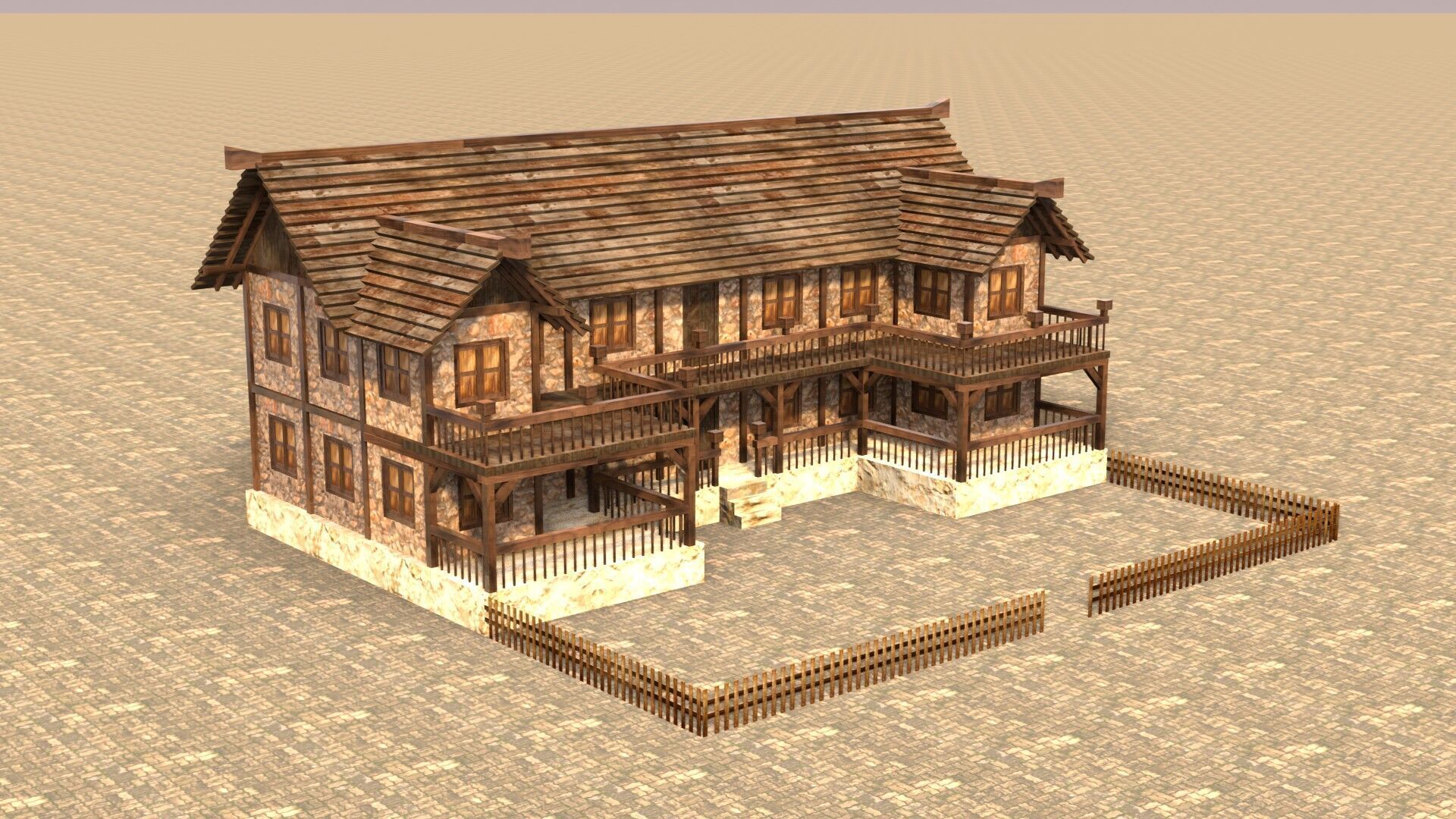 Stylized Low Poly Medieval House Collection for Fantasy Worlds Low-poly 3D model_8
