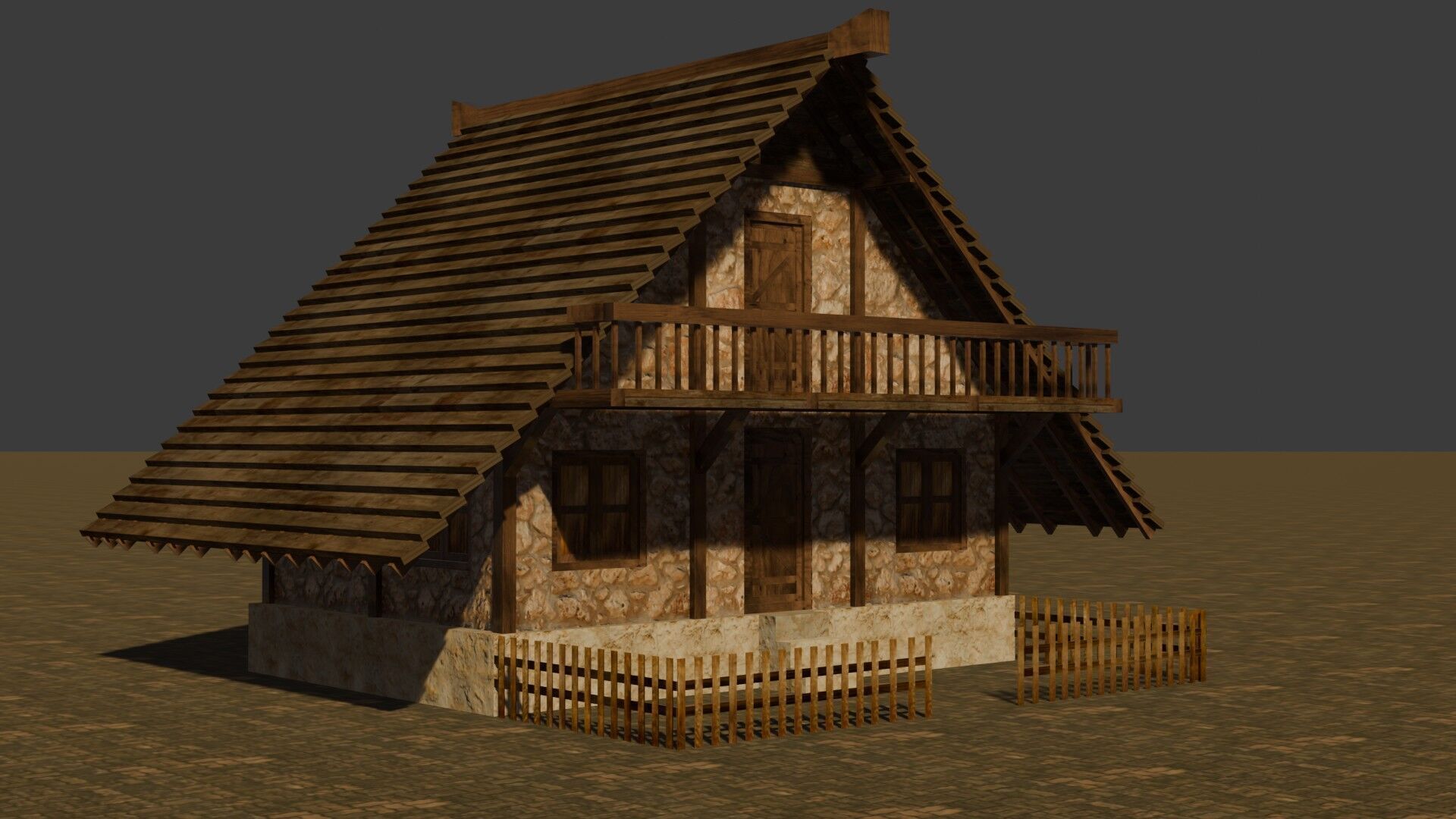 Stylized Low Poly Medieval House Collection for Fantasy Worlds Low-poly 3D model_18