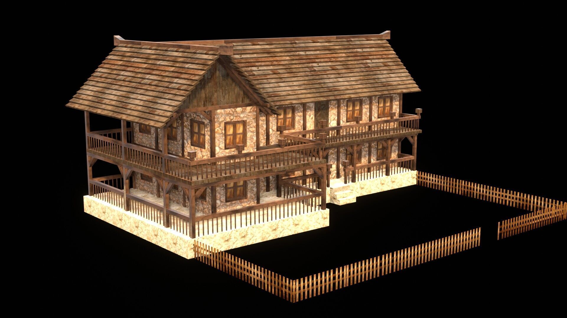 Stylized Low Poly Medieval House Collection for Fantasy Worlds Low-poly 3D model_14