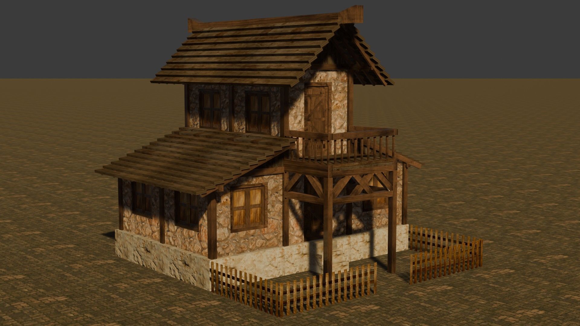 Stylized Low Poly Medieval House Collection for Fantasy Worlds Low-poly 3D model_1