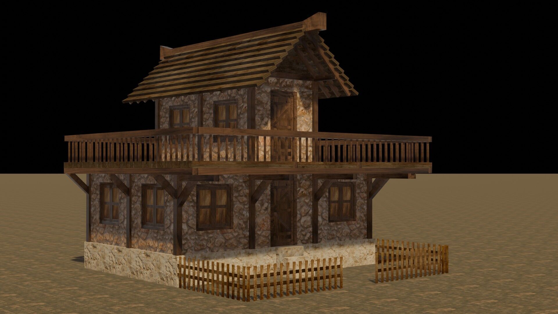 Stylized Low Poly Medieval House Collection for Fantasy Worlds Low-poly 3D model_20