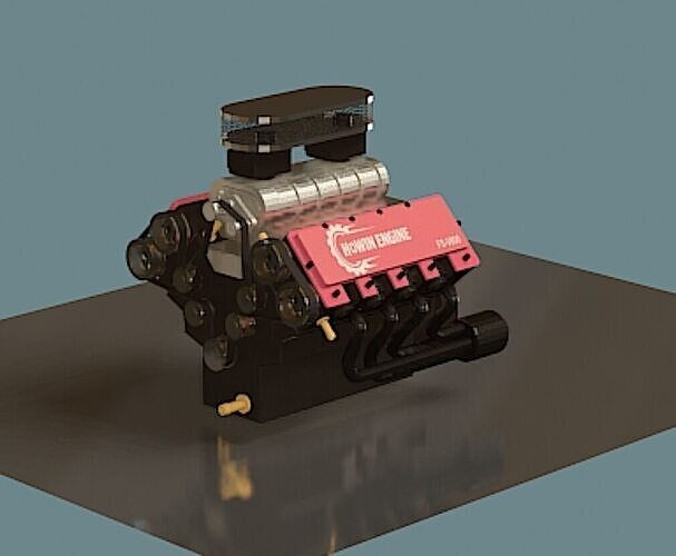 Toyan V8 Supercharged Miniture Motor - Low Poly 3D Model Low-poly 3D model