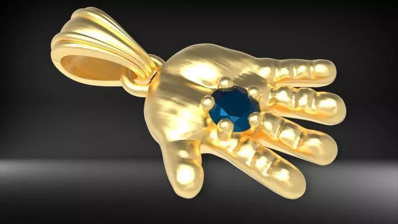 Baby hand Birthstone Pendant 3D print model