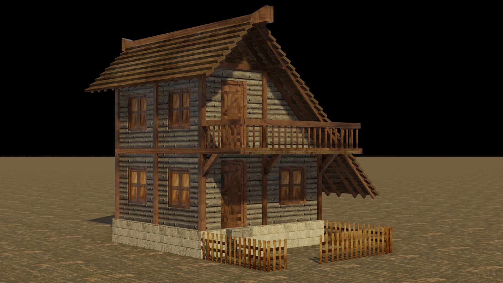 Low Poly Medieval Village House Pack for Game Developers Low-poly 3D model_18