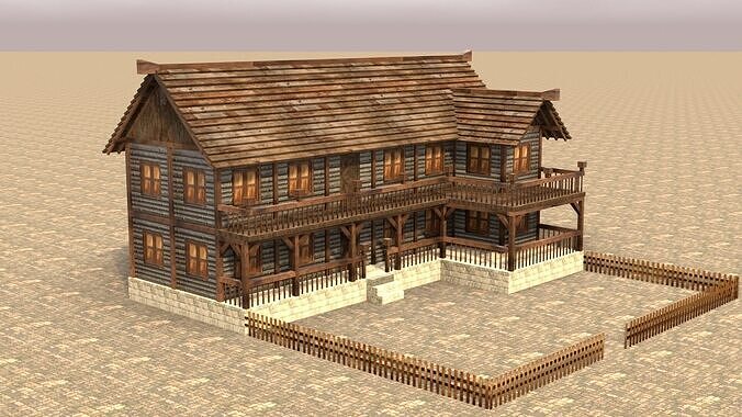 Low Poly Medieval Village House Pack for Game Developers Low-poly 3D model 7