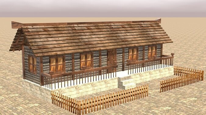 Low Poly Medieval Village House Pack for Game Developers Low-poly 3D model 6