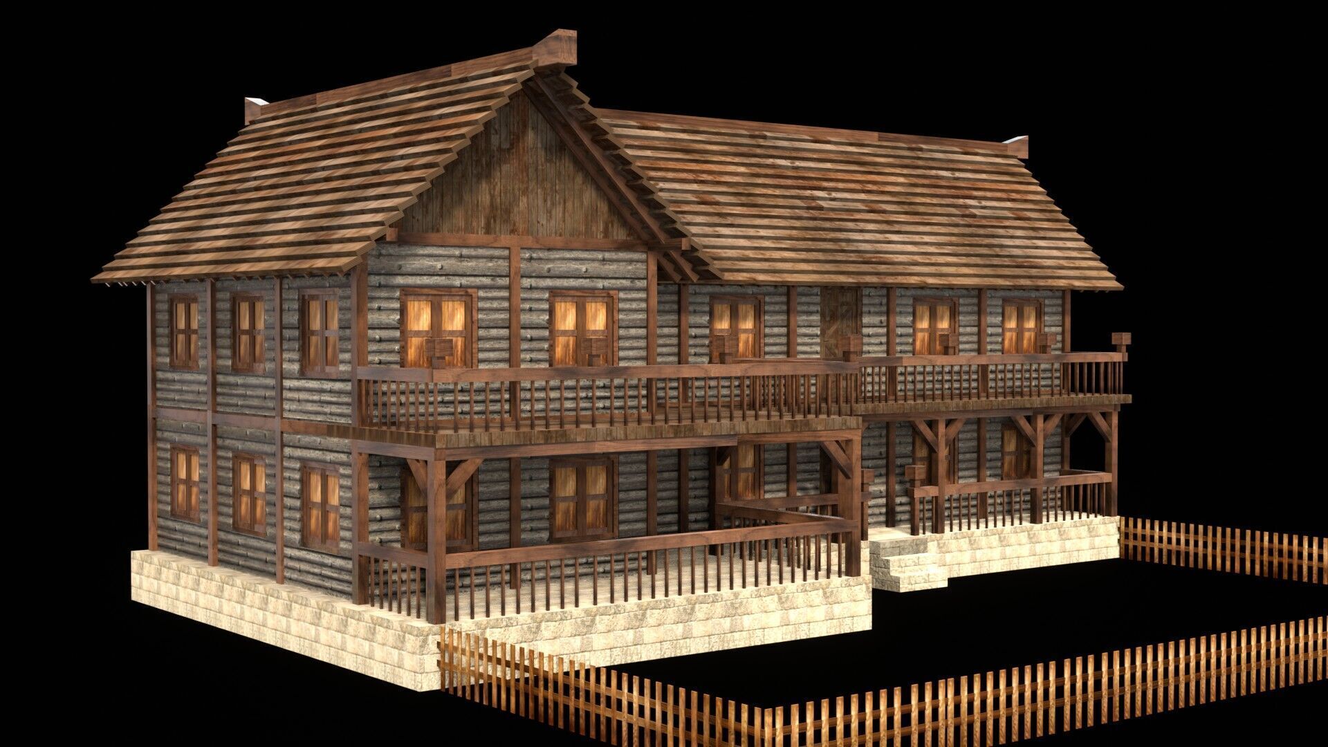 Low Poly Medieval Village House Pack for Game Developers Low-poly 3D model_16