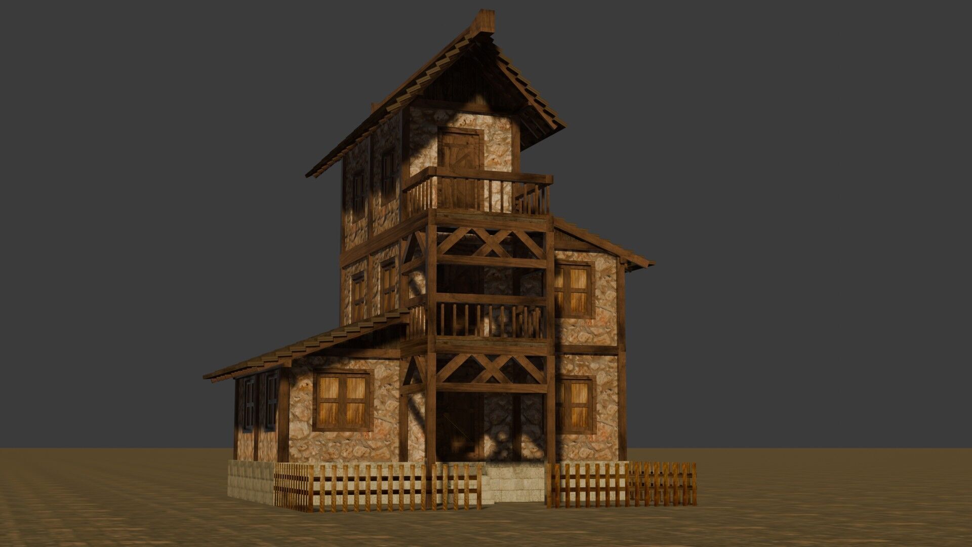 Handcrafted Low Poly Medieval House Models for 3D Scenes Low-poly 3D model_2
