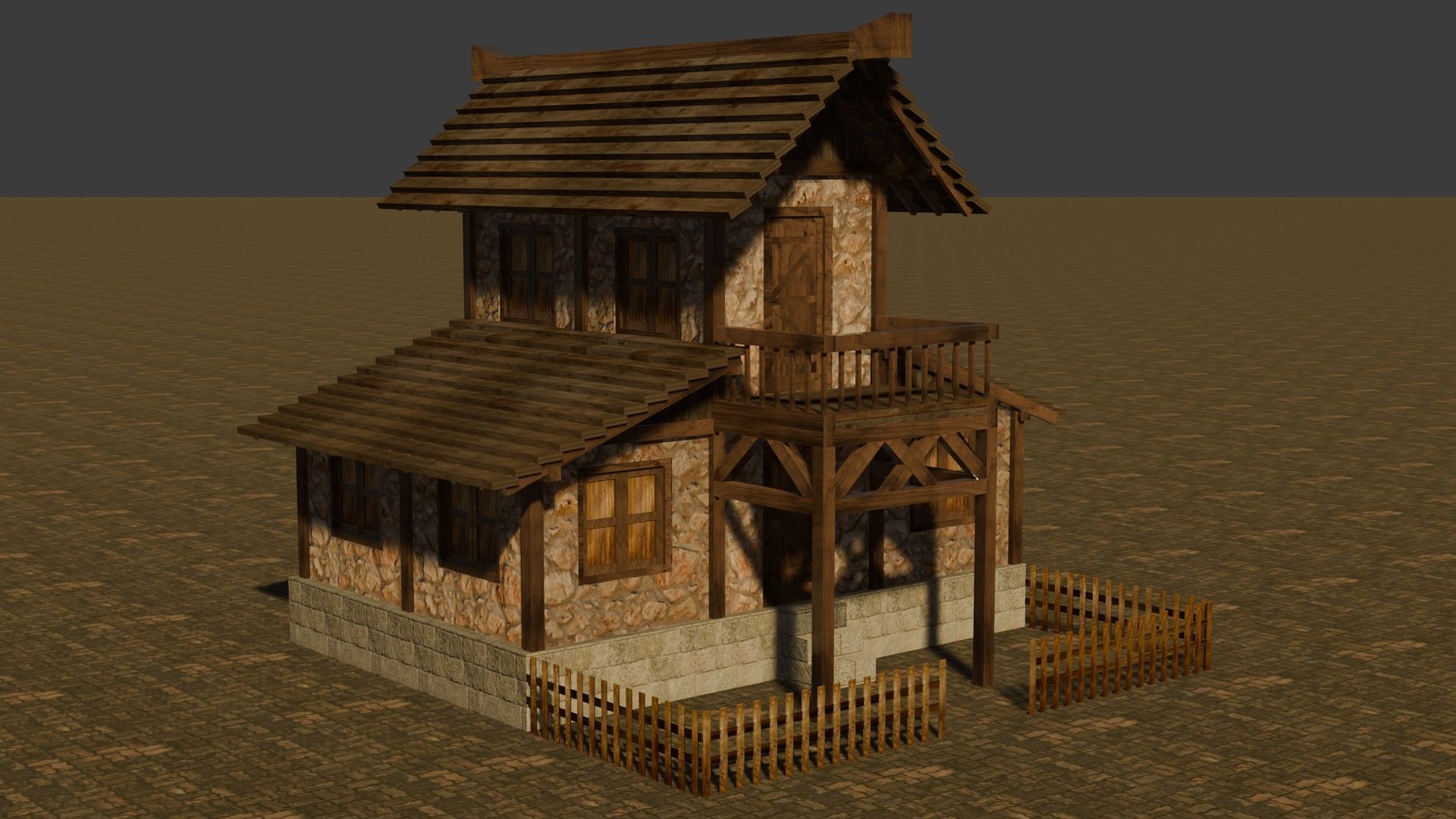 Handcrafted Low Poly Medieval House Models for 3D Scenes Low-poly 3D model_1