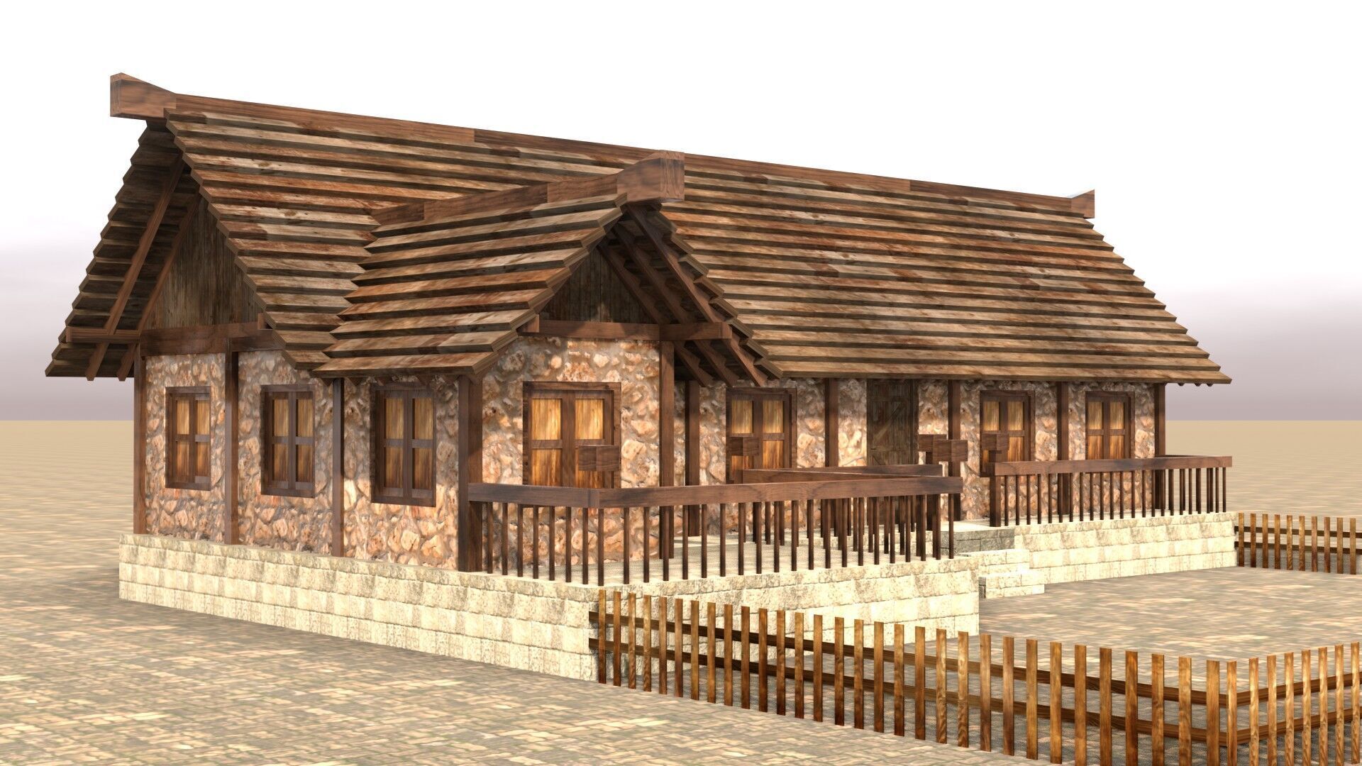 Handcrafted Low Poly Medieval House Models for 3D Scenes Low-poly 3D model_12