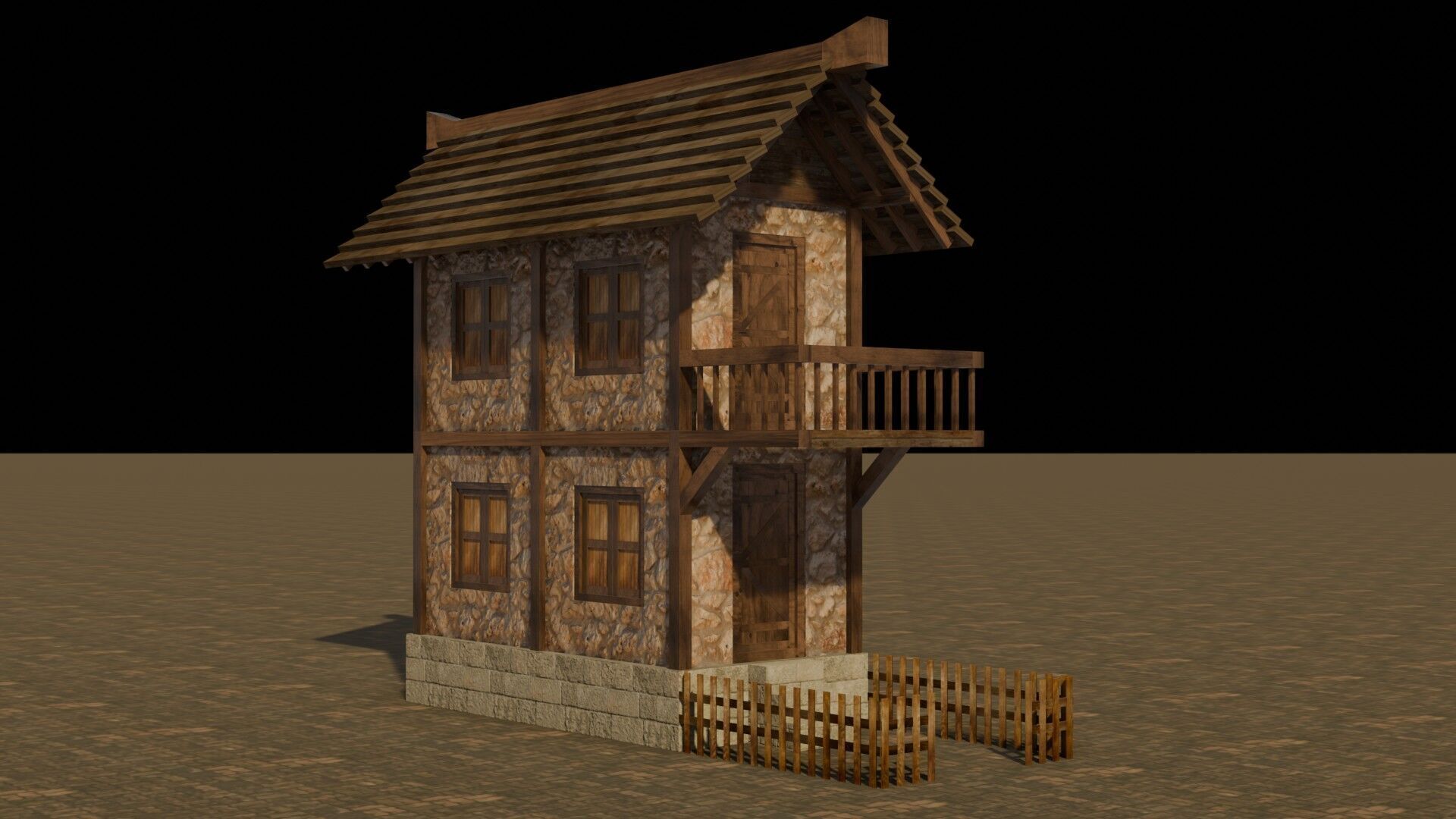 Handcrafted Low Poly Medieval House Models for 3D Scenes Low-poly 3D model_16