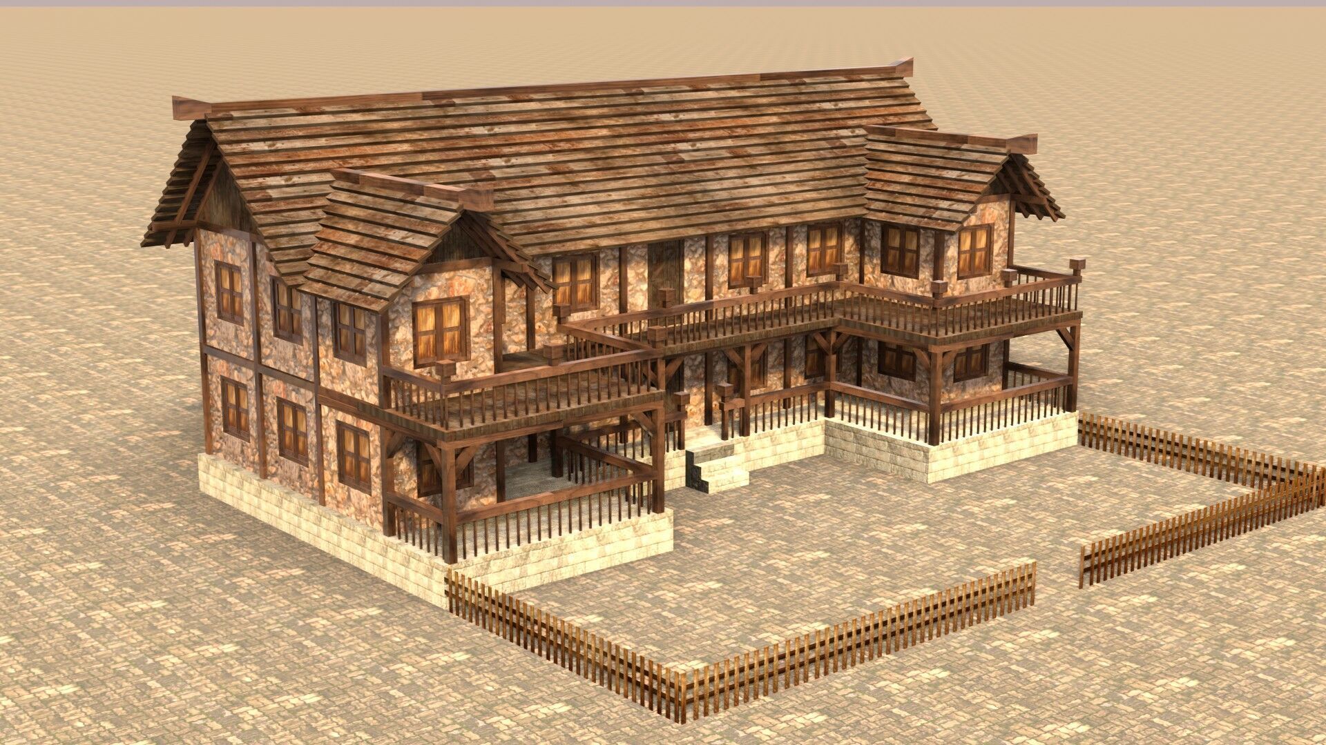 Handcrafted Low Poly Medieval House Models for 3D Scenes Low-poly 3D model_8
