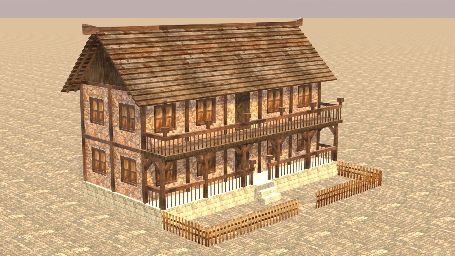 Handcrafted Low Poly Medieval House Models for 3D Scenes Low-poly 3D model_6