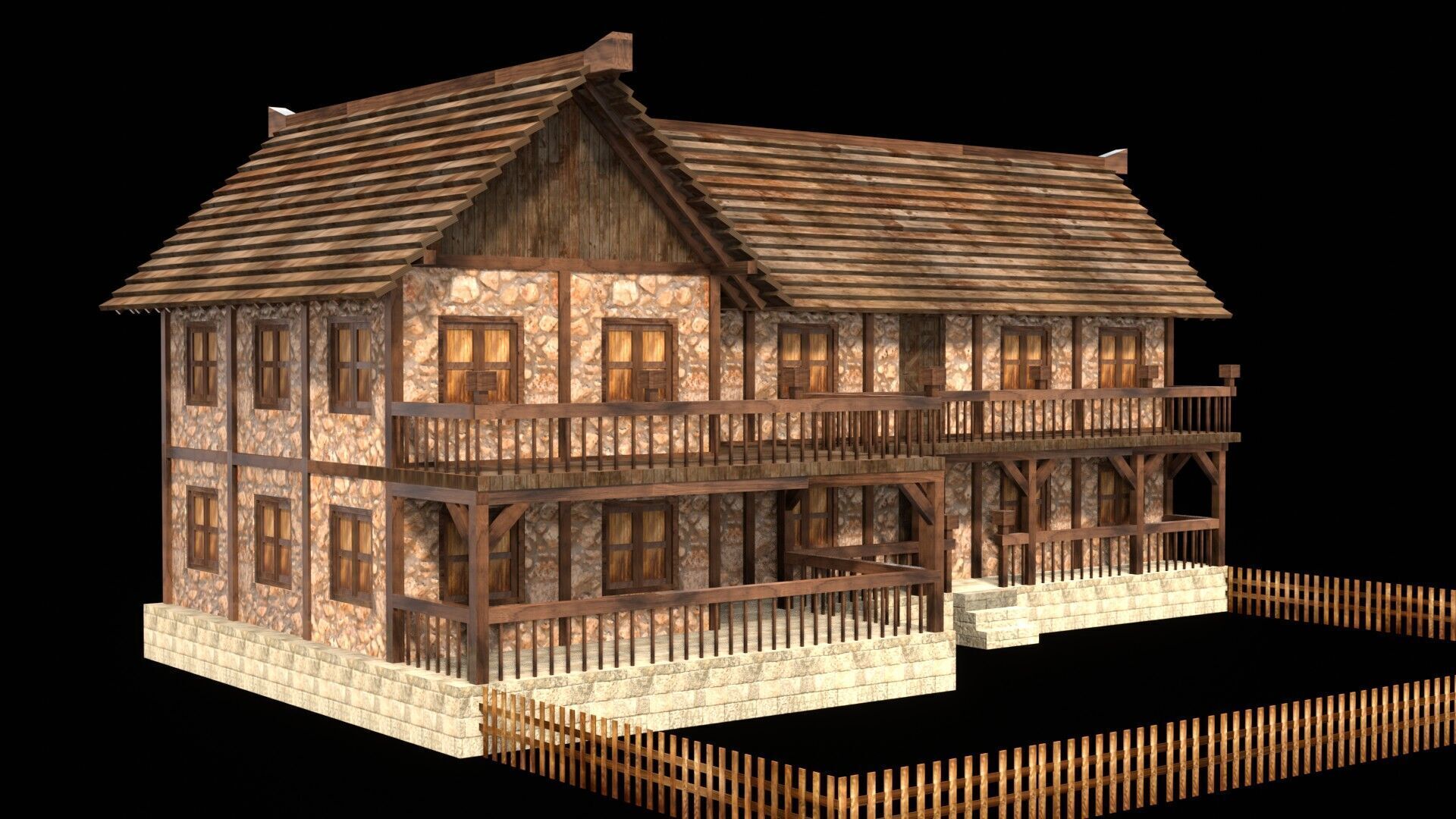 Handcrafted Low Poly Medieval House Models for 3D Scenes Low-poly 3D model_15
