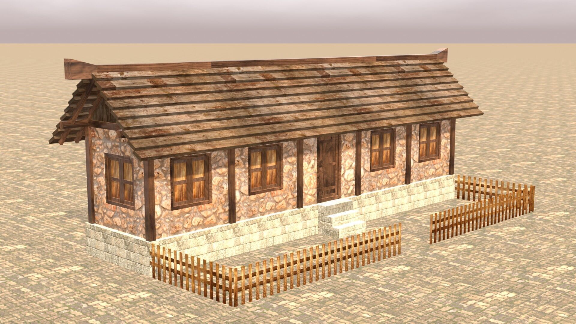 Handcrafted Low Poly Medieval House Models for 3D Scenes Low-poly 3D model_3