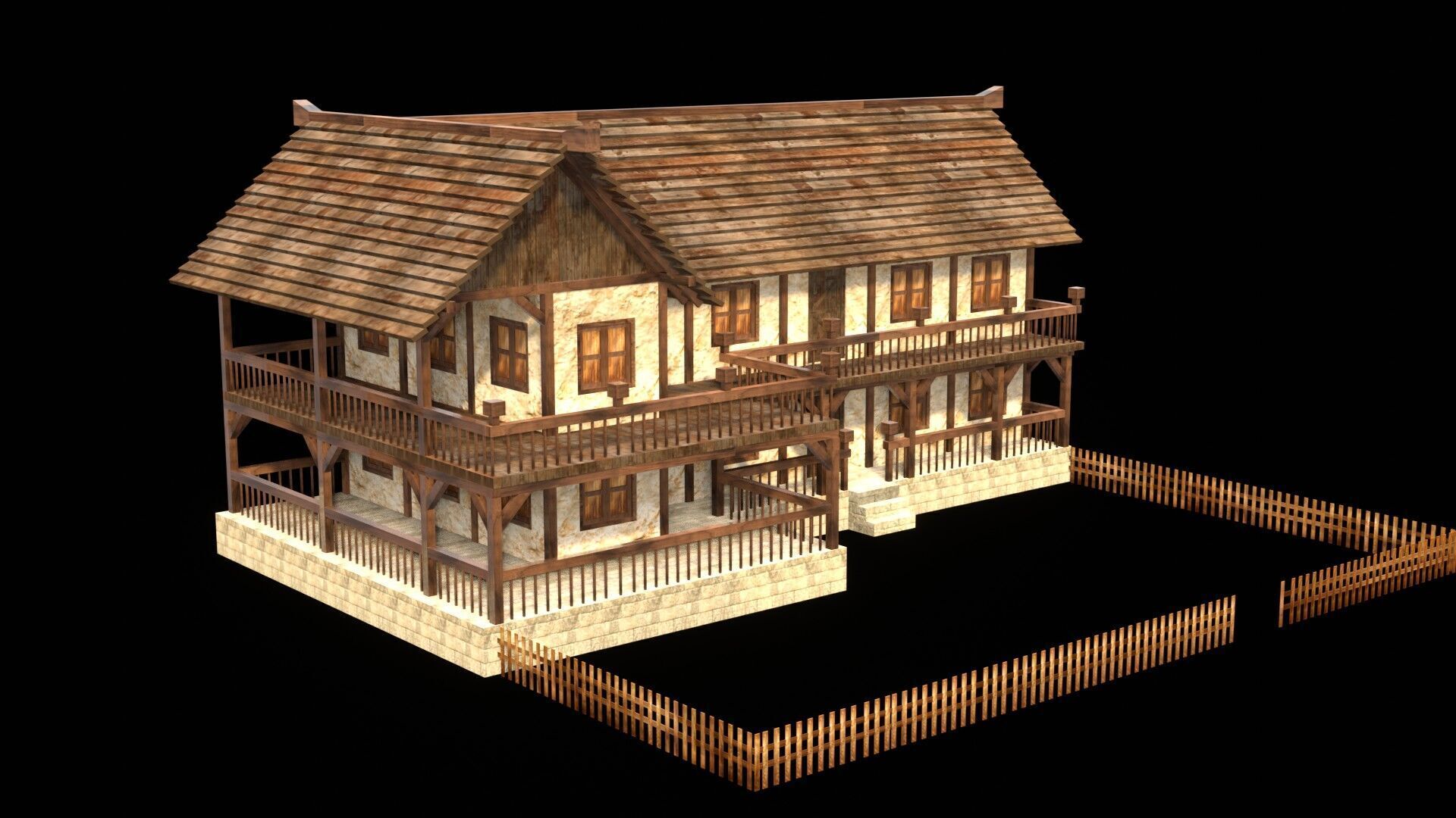 Fantasy Low Poly Medieval House Pack for RPG Environments Low-poly 3D model_15