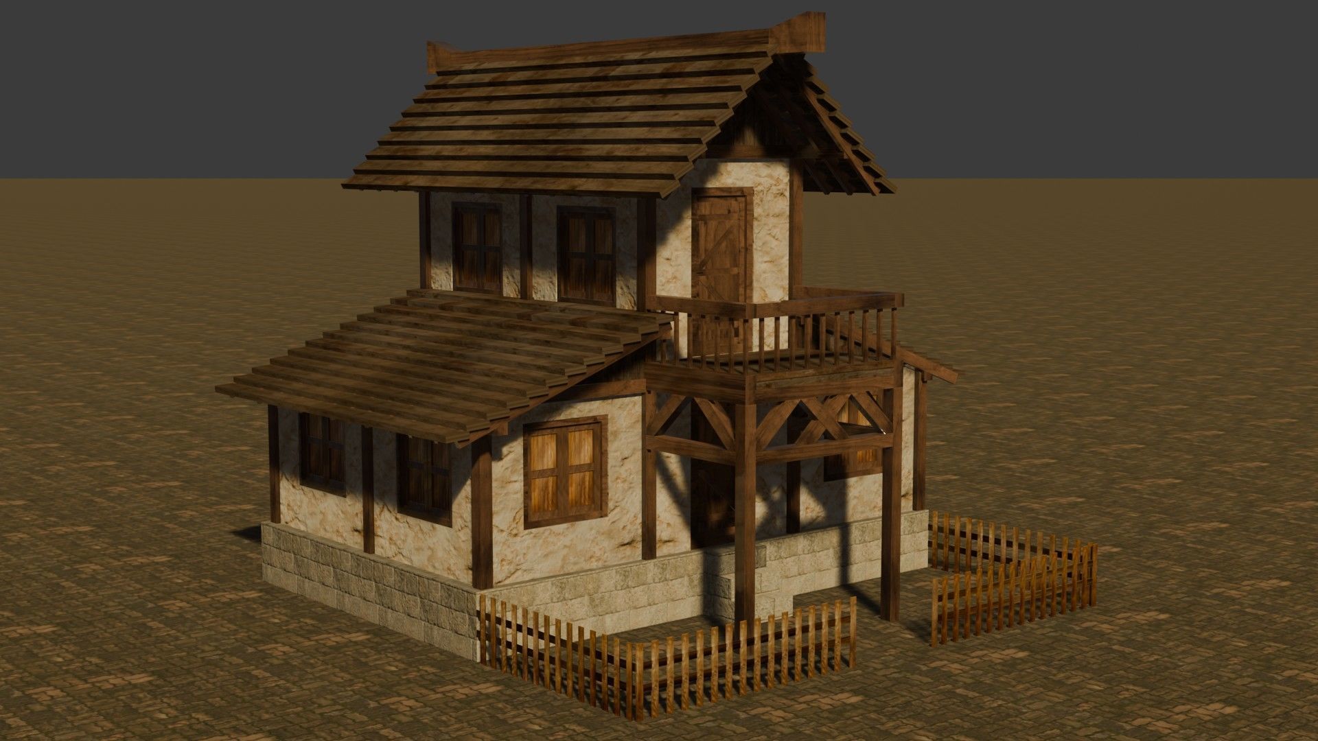 Fantasy Low Poly Medieval House Pack for RPG Environments Low-poly 3D model_1