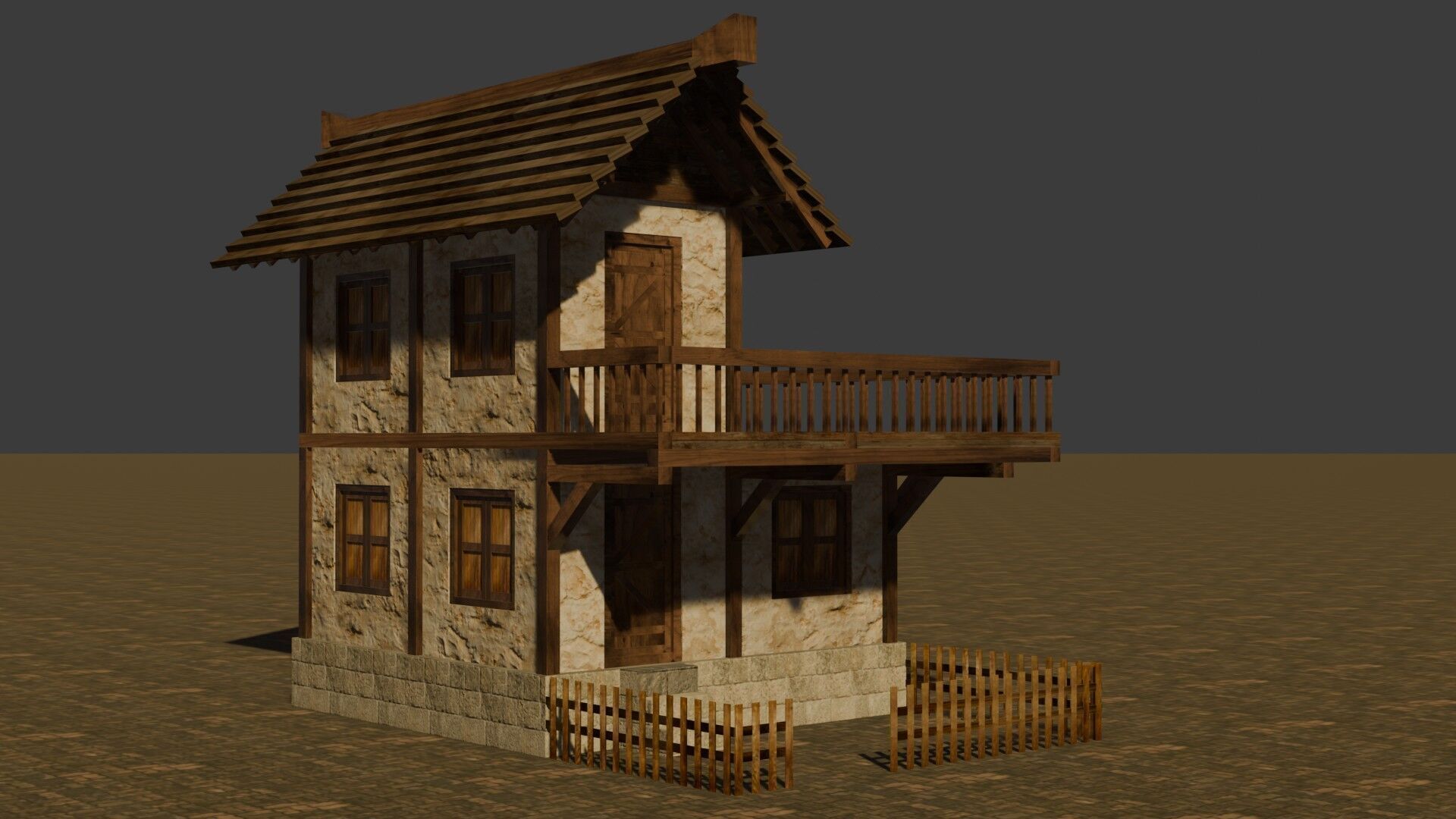 Fantasy Low Poly Medieval House Pack for RPG Environments Low-poly 3D model_20