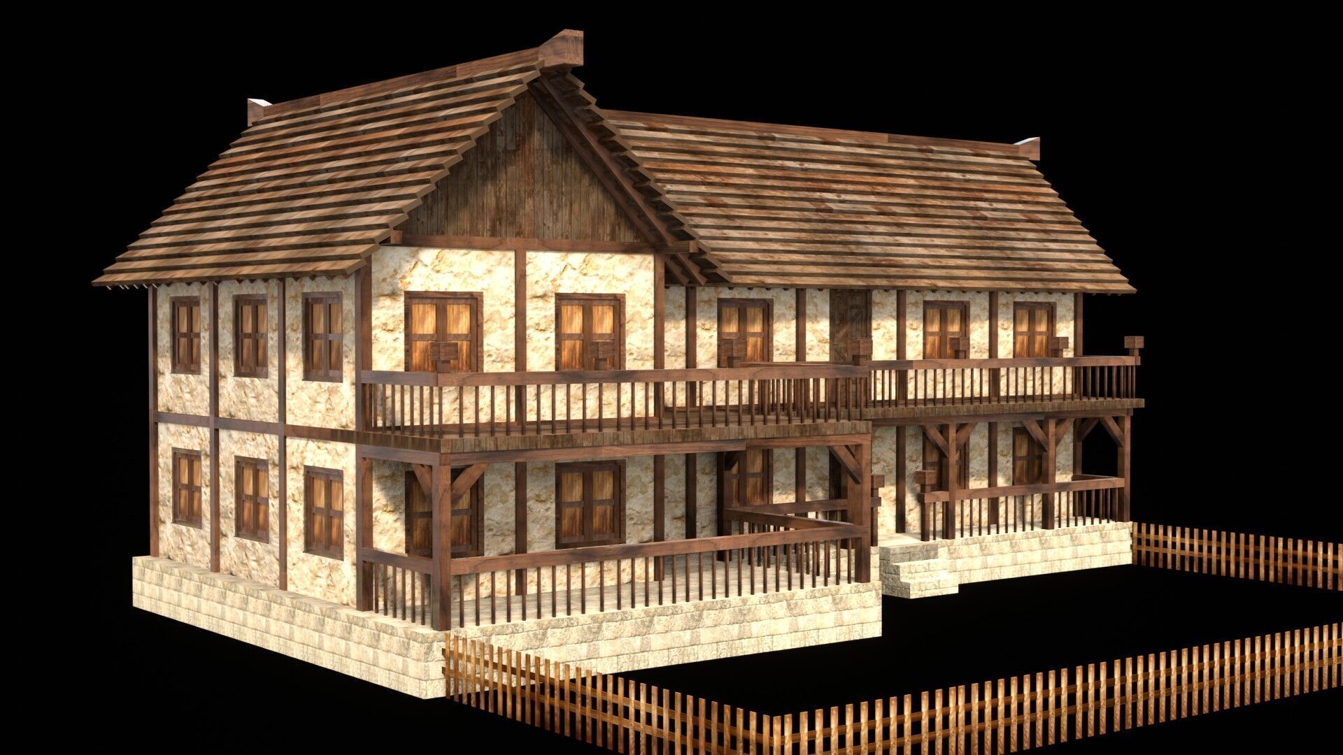 Fantasy Low Poly Medieval House Pack for RPG Environments Low-poly 3D model_16