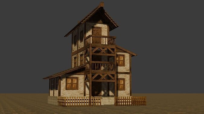 Fantasy Low Poly Medieval House Pack for RPG Environments Low-poly 3D model 3