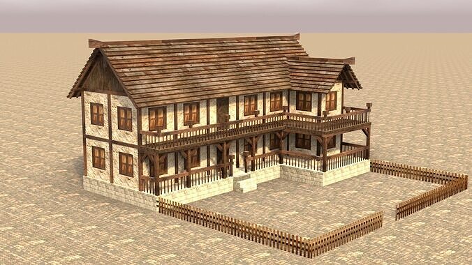 Fantasy Low Poly Medieval House Pack for RPG Environments Low-poly 3D model 6