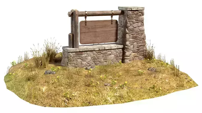 National Park Sign 6 Low-poly 3D model