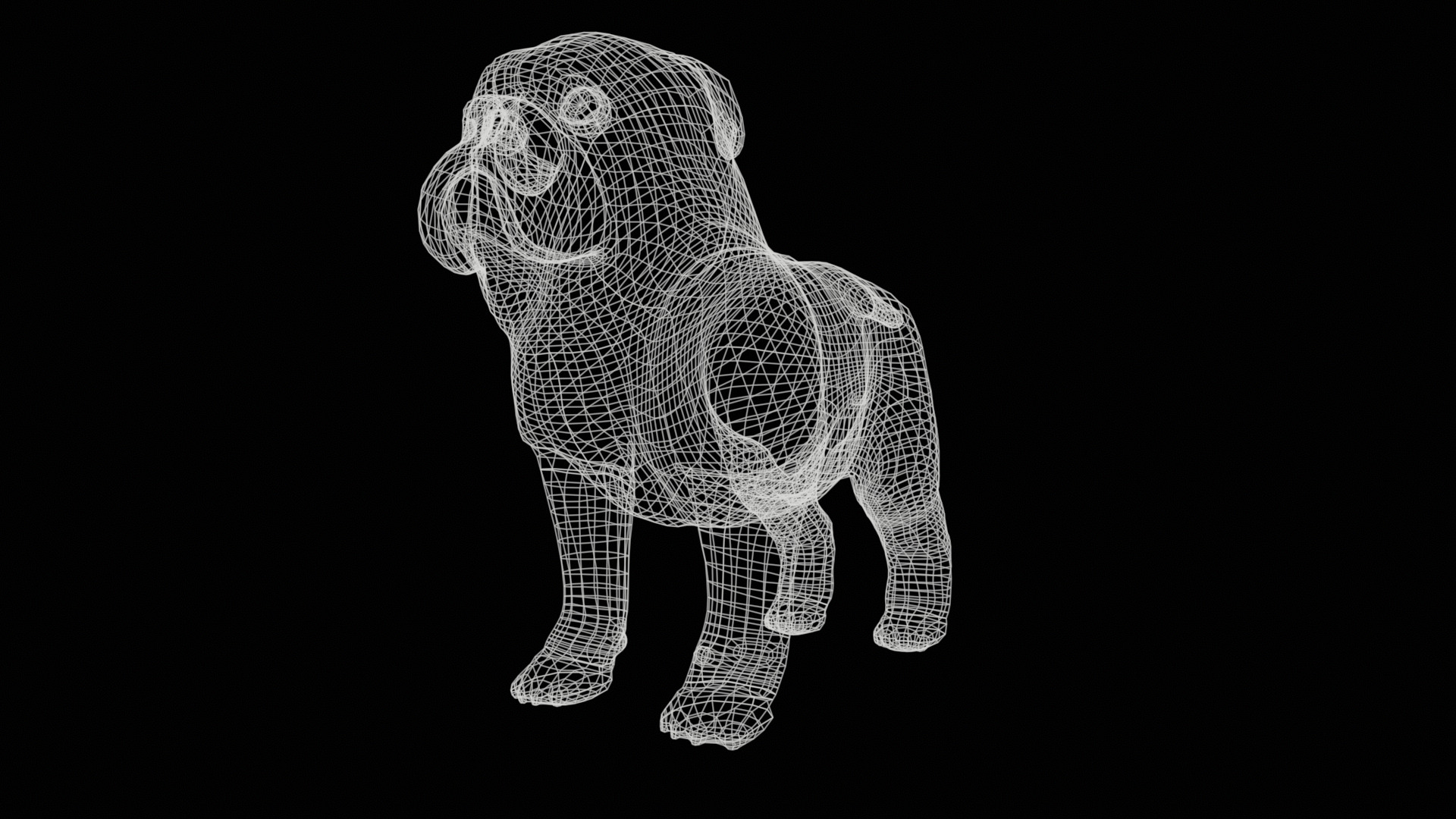 small dog bulldog  rig  high-poly  textured 3D model_27