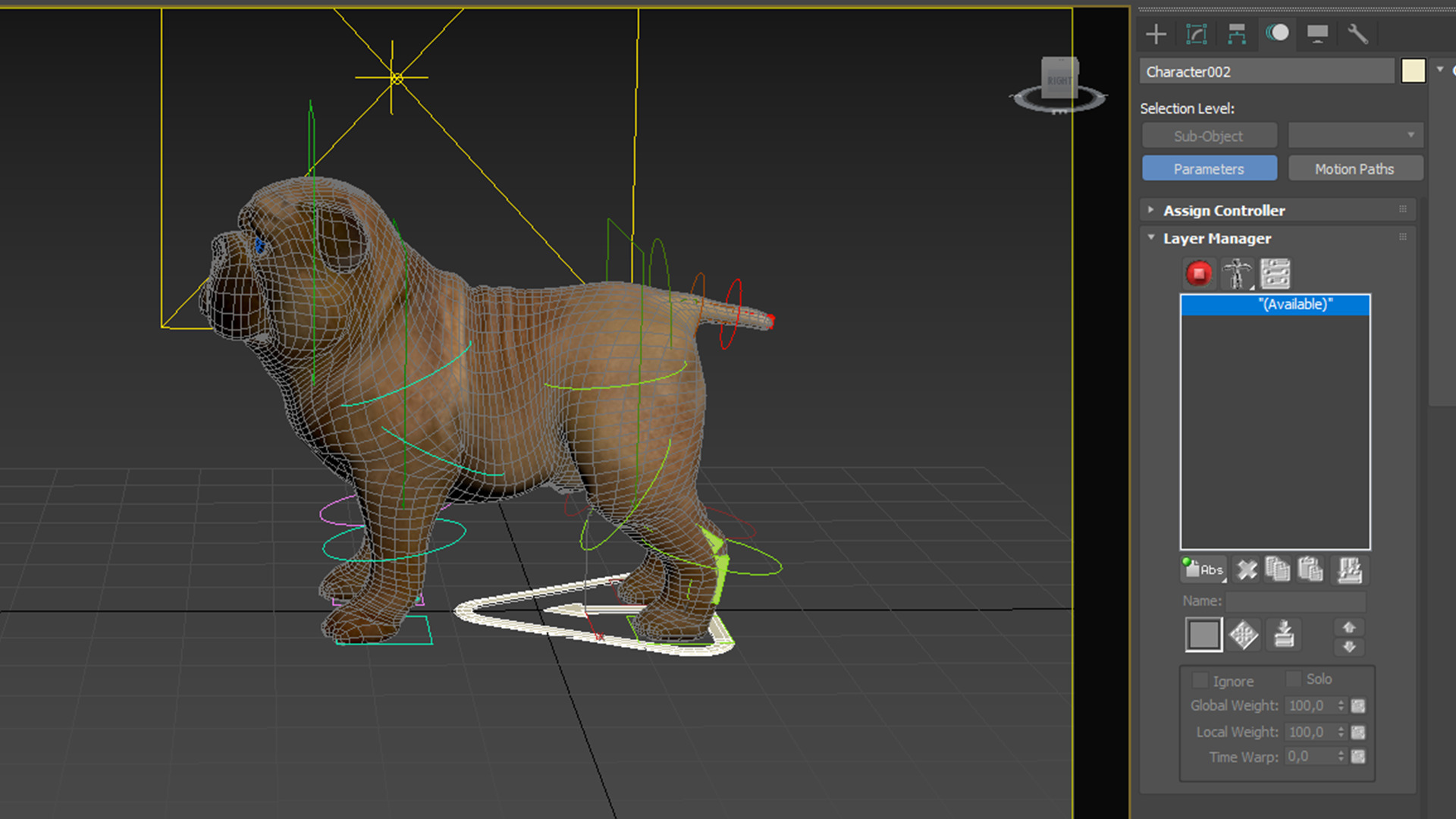 small dog bulldog  rig  high-poly  textured 3D model_4