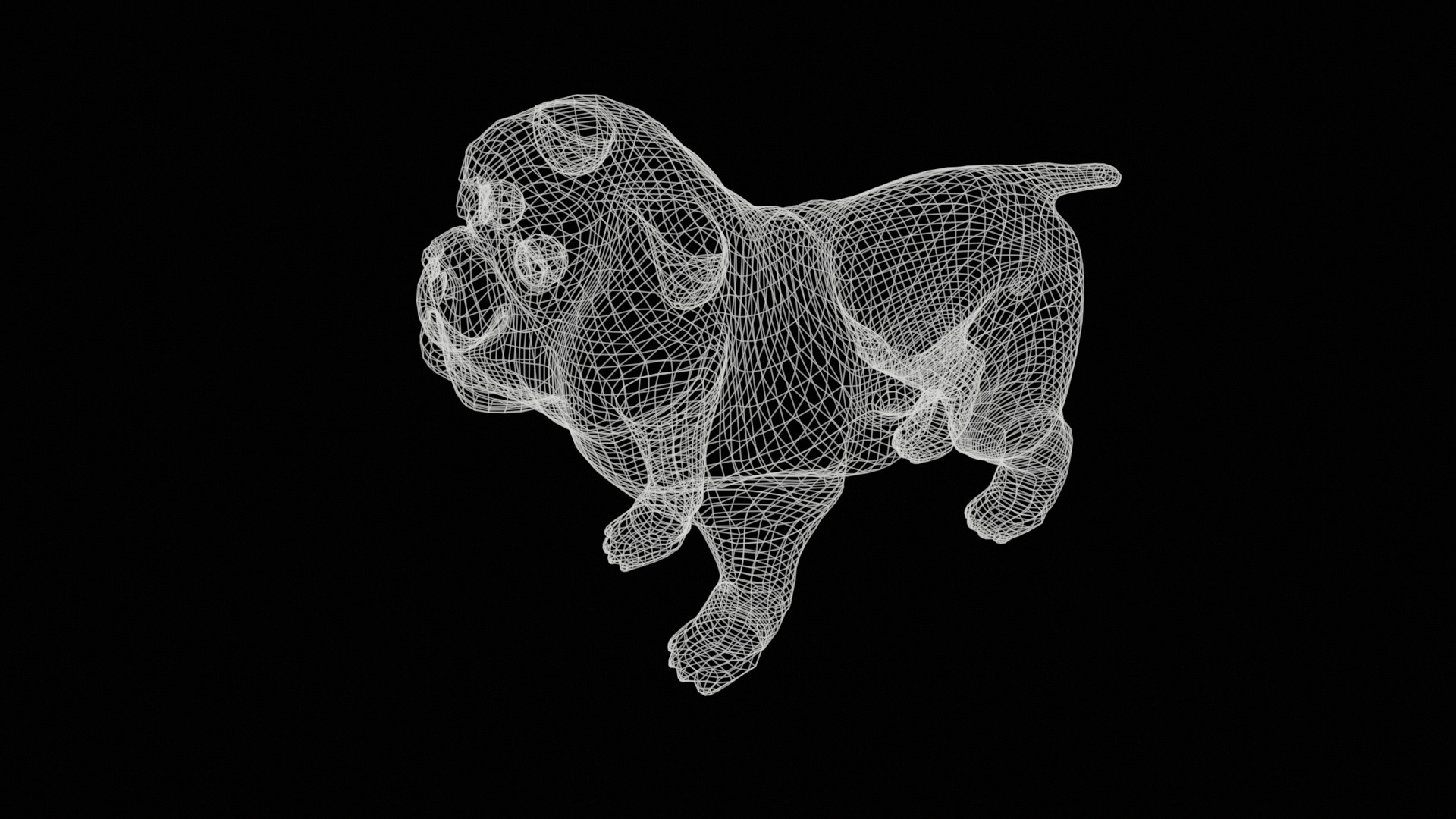 small dog bulldog  rig  high-poly  textured 3D model_29