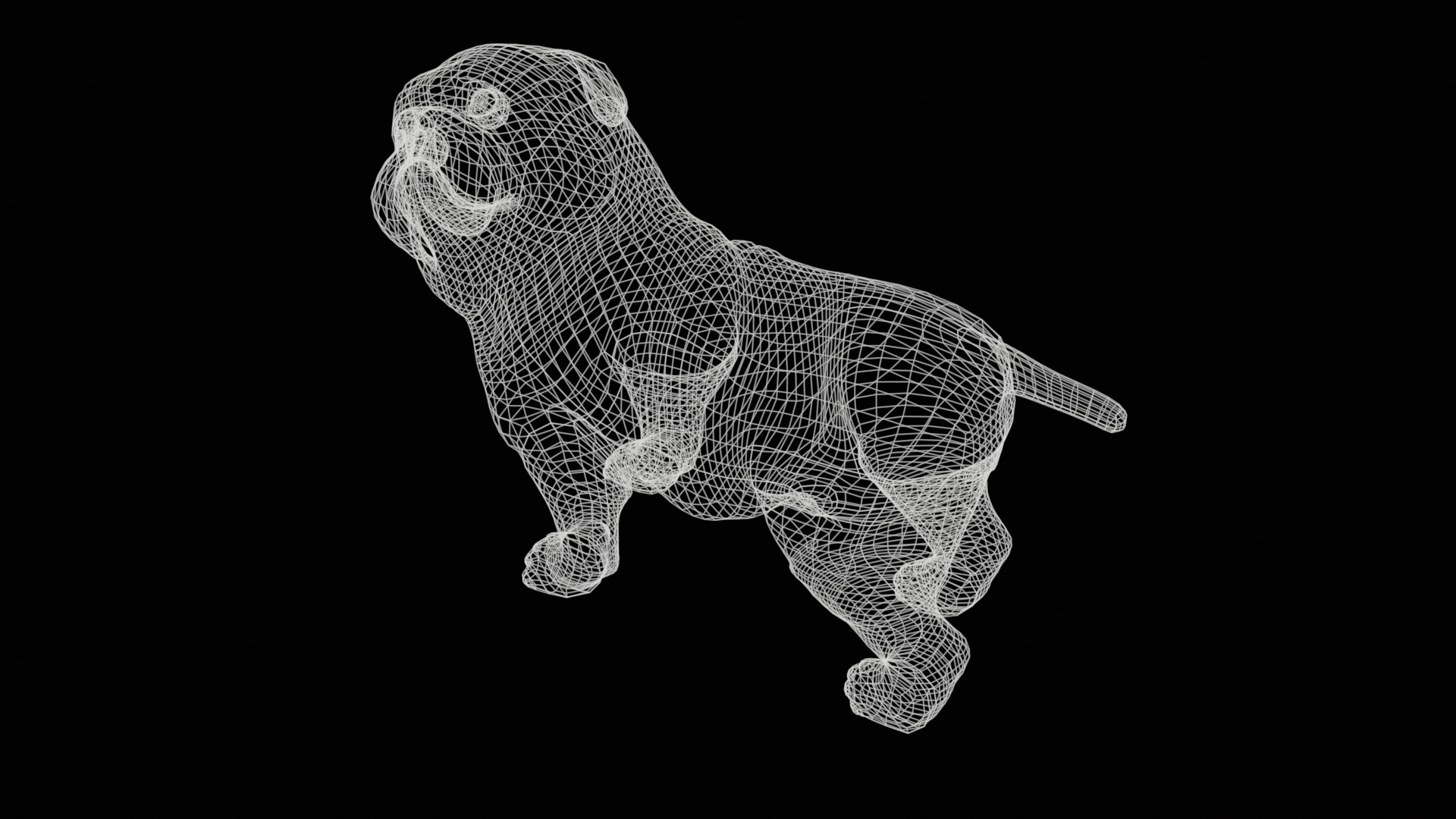 small dog bulldog  rig  high-poly  textured 3D model_28