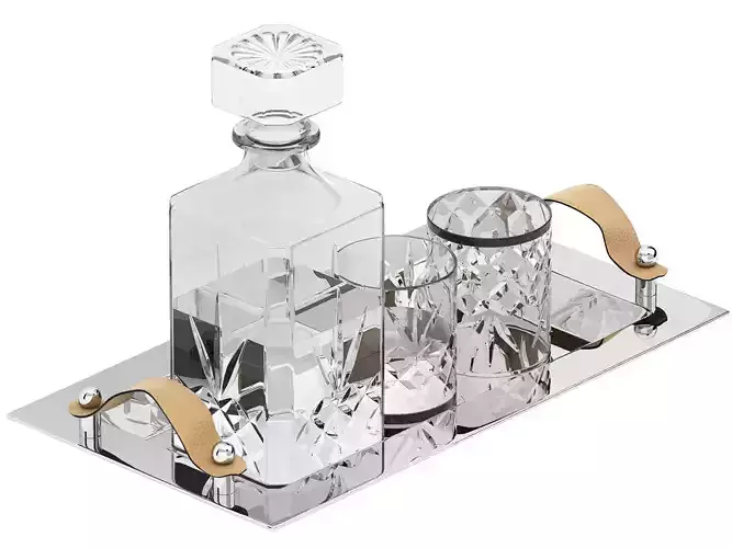 tray set with water carafe and glasses