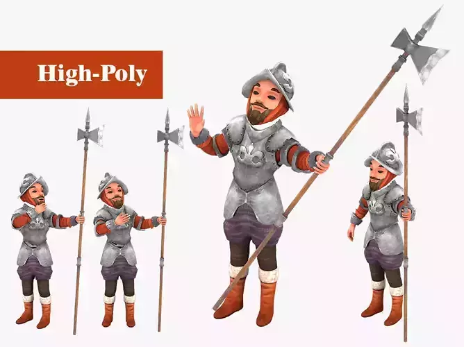 fairytale guardian knight  rig  high-poly  textured