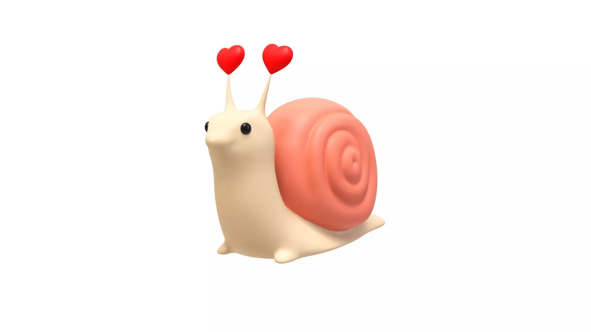 Cute Snail 3D Model with Heart - Perfect for Valentines Day Low-poly 3D model_0