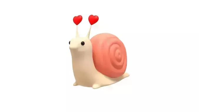 Cute Snail 3D Model with Heart - Perfect for Valentines Day