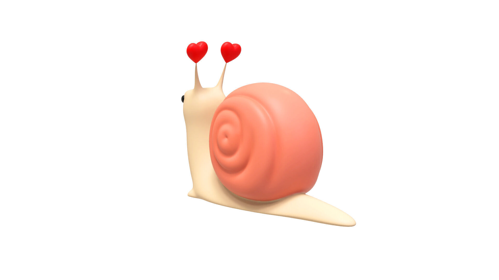 Cute Snail 3D Model with Heart - Perfect for Valentines Day Low-poly 3D model_2