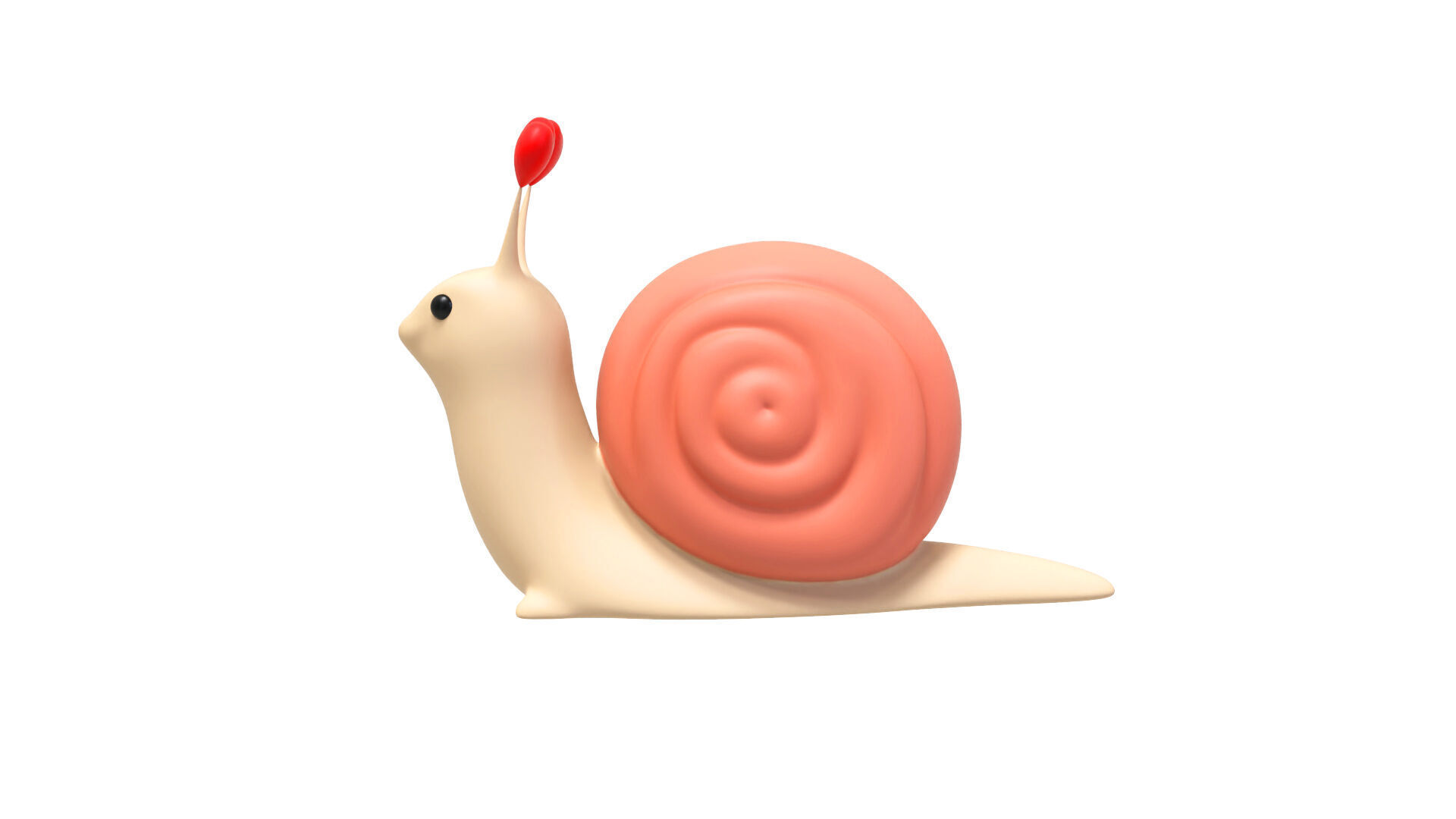 Cute Snail 3D Model with Heart - Perfect for Valentines Day Low-poly 3D model_1