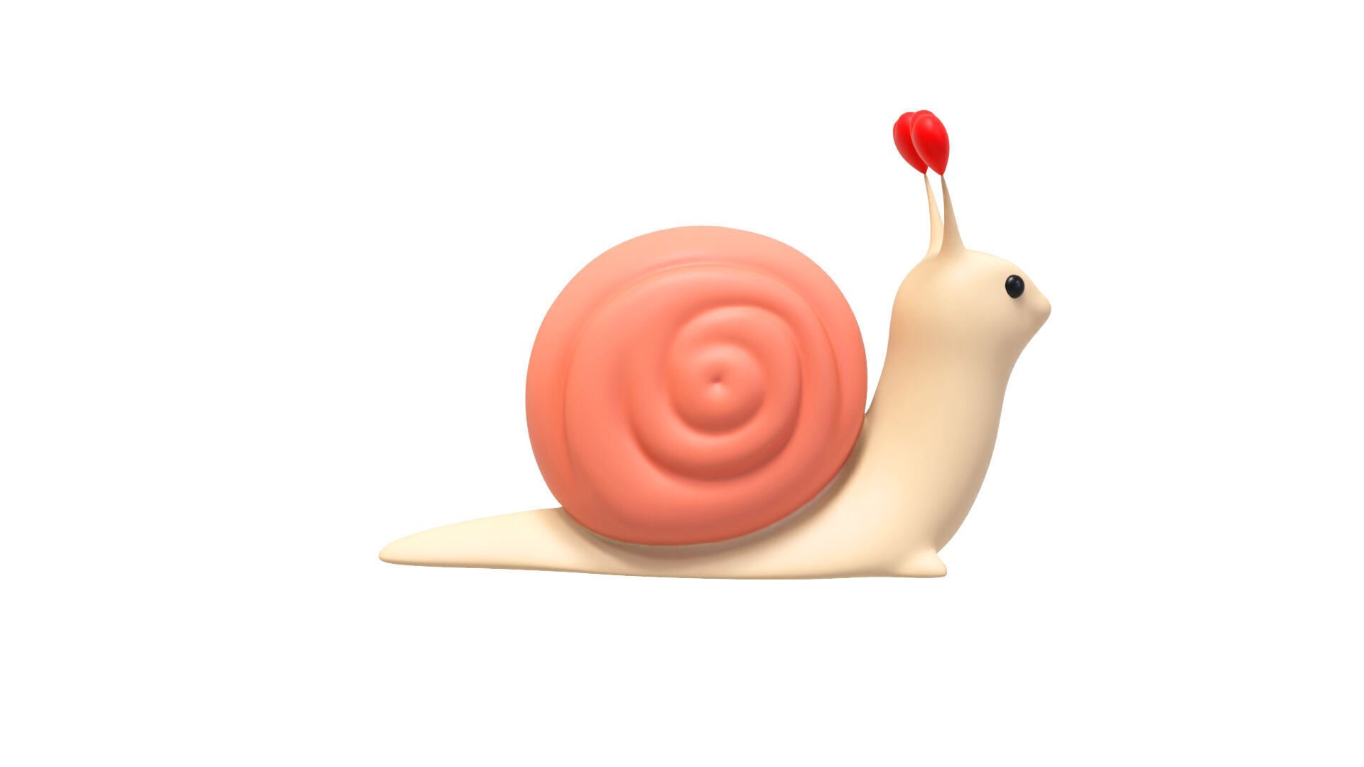 Cute Snail 3D Model with Heart - Perfect for Valentines Day Low-poly 3D model_3