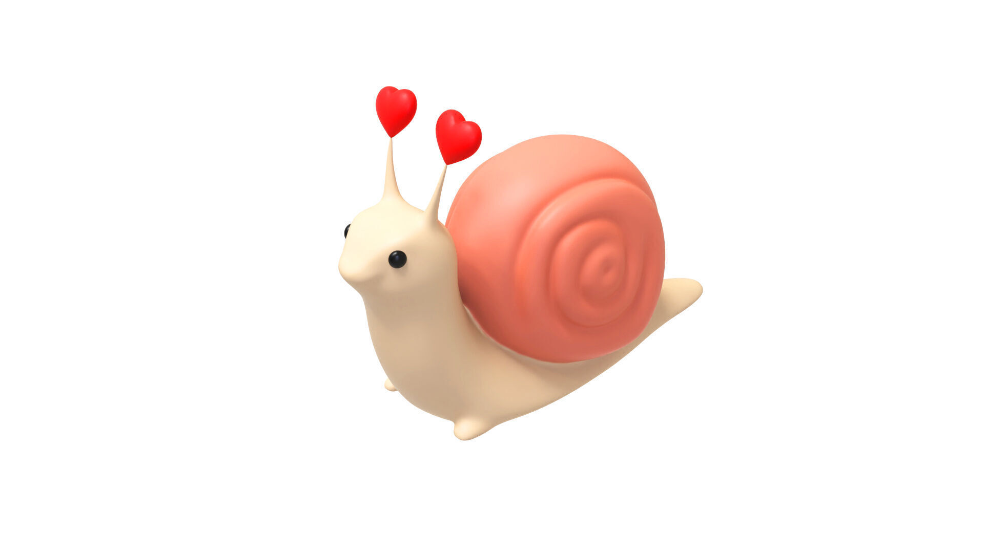 Cute Snail 3D Model with Heart - Perfect for Valentines Day Low-poly 3D model_5