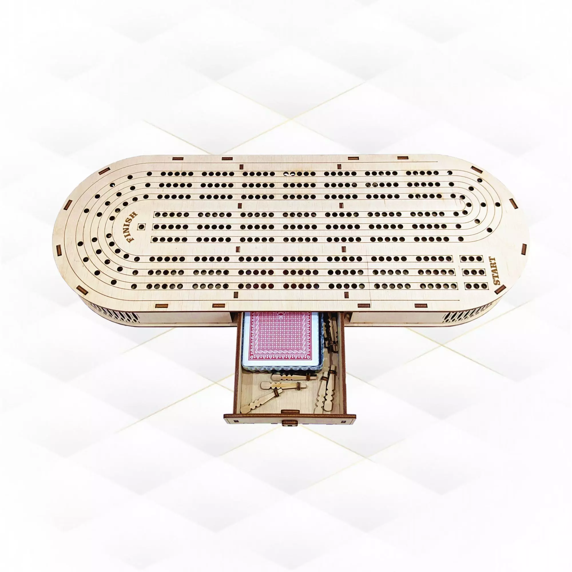 Gift board game cribbage board design laser cut 3D print model