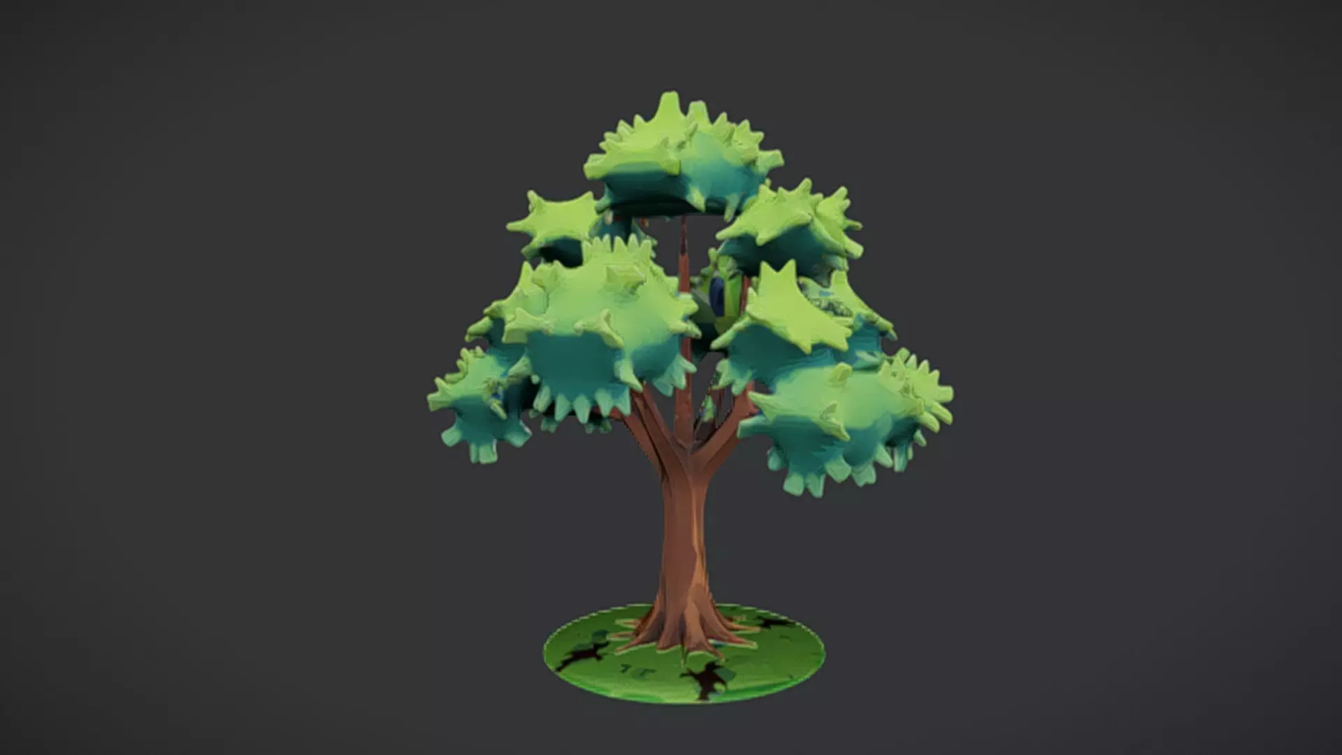 Lush green leafy tree 3D model_0