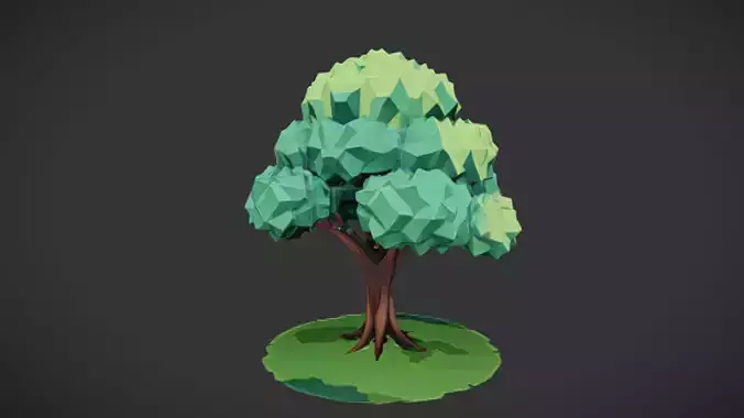Lowpoly stylized tree 3D Game Ready Model