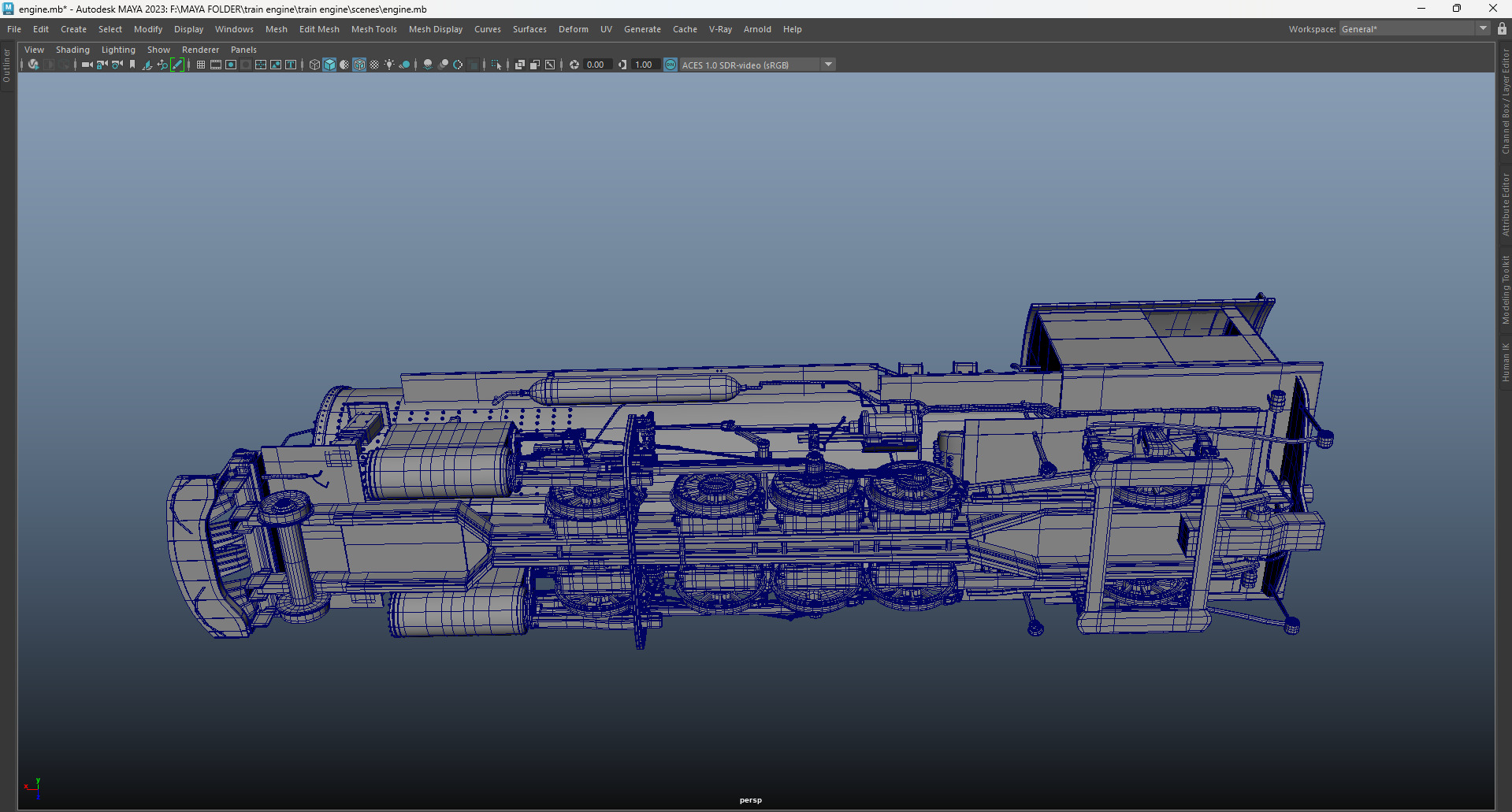 An old train engiene Low-poly 3D model_2