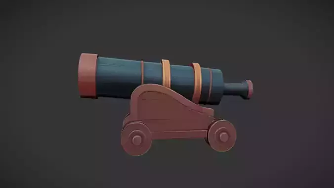 Vintage wooden cannon on wheels