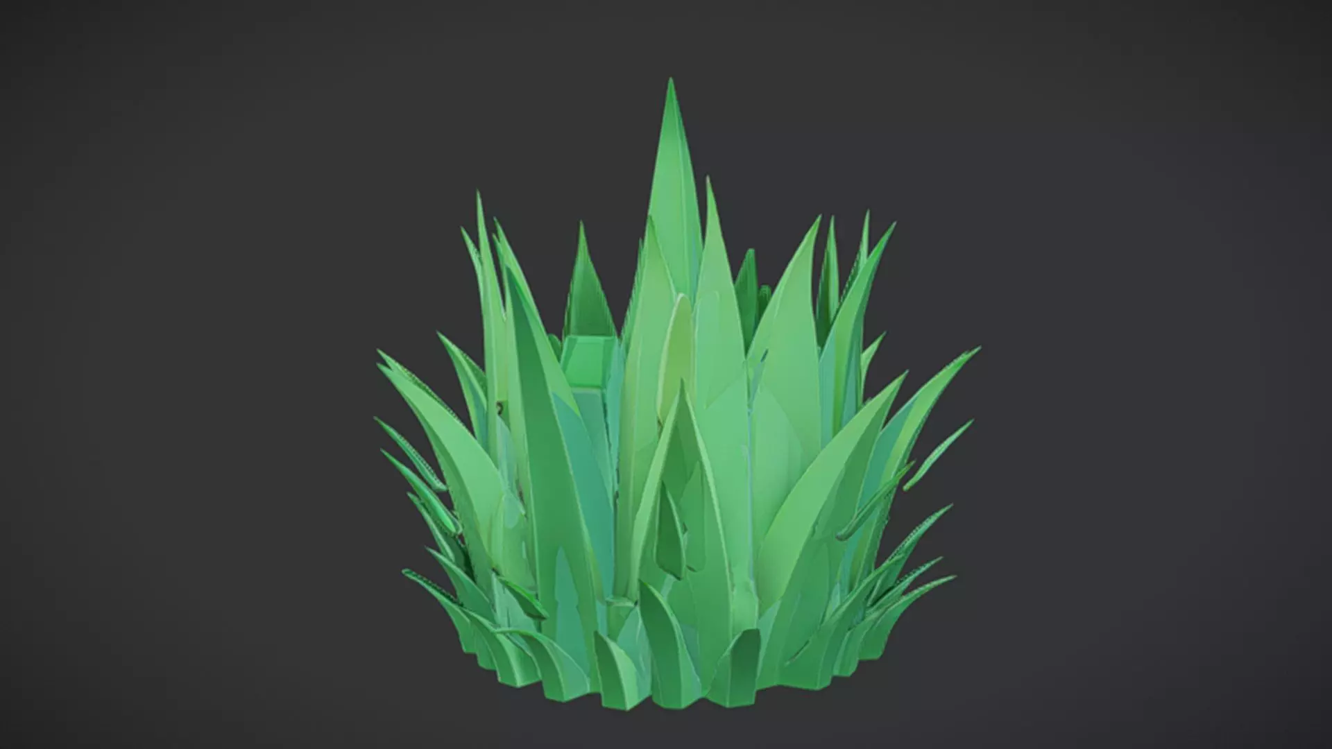 Green grass clump on black background 3D model_0