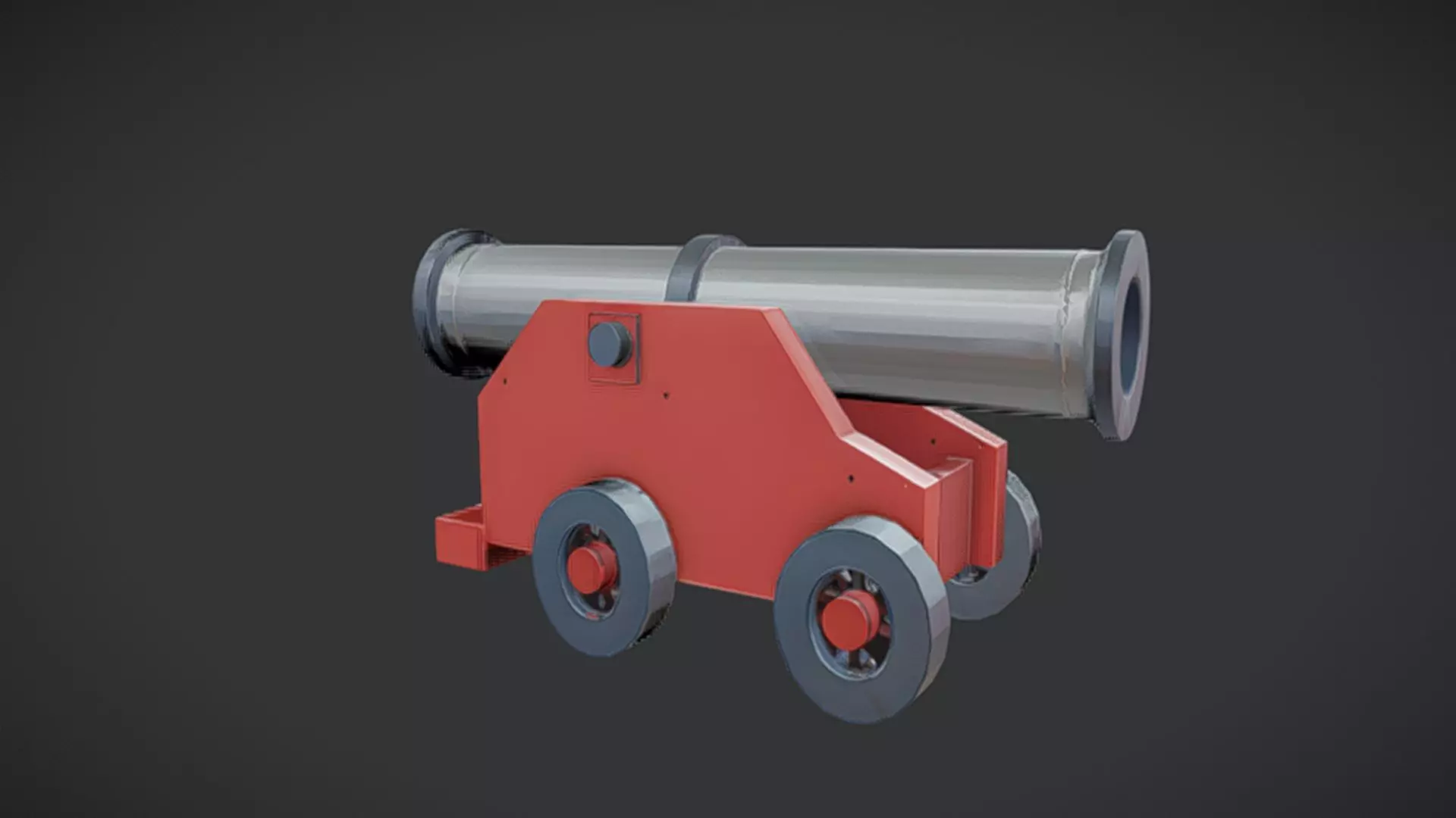 Cartoon cannon on wheels 3D model_0